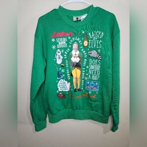 ELF Christmas Talking Sweatshirt Green Size M Holiday Movie Pullover